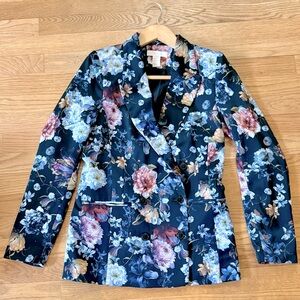 H&M Black Floral Blazer - Size 2